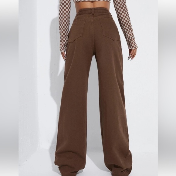 NWOT SHEIN High Waist, Wide Leg, Loose Fitting, brown, Jeans, size S - Picture 5 of 15